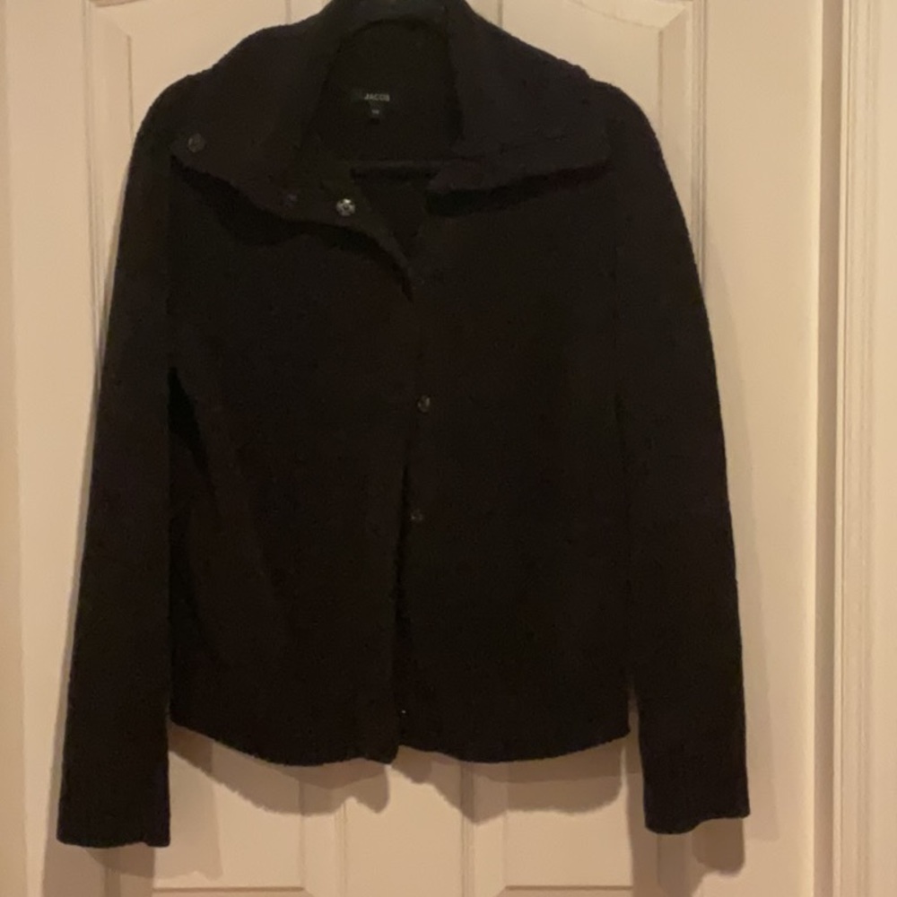 Jacob black chenille roll collar sweater, size Large